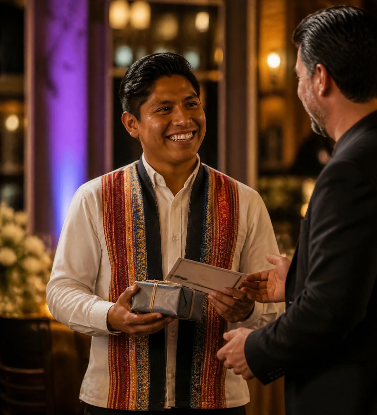 Aliado orgulloso recibiendo su recompensa